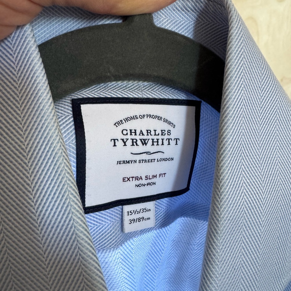 Charles Tyrwhitt Blue Herringbone Shirt
